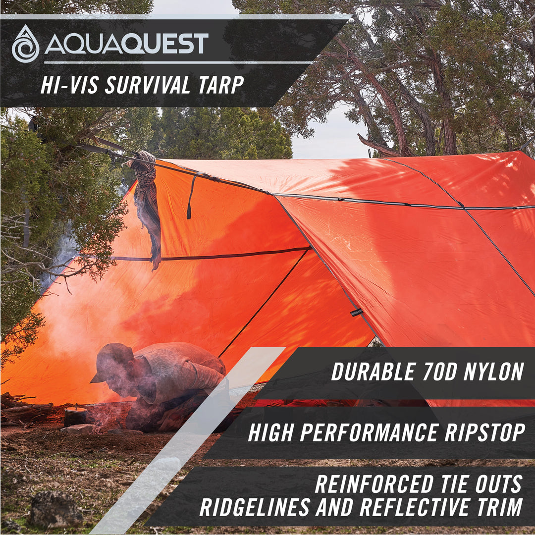 Survivor High Visibility Tarp Camping Tarp   AquaQuest Waterproof